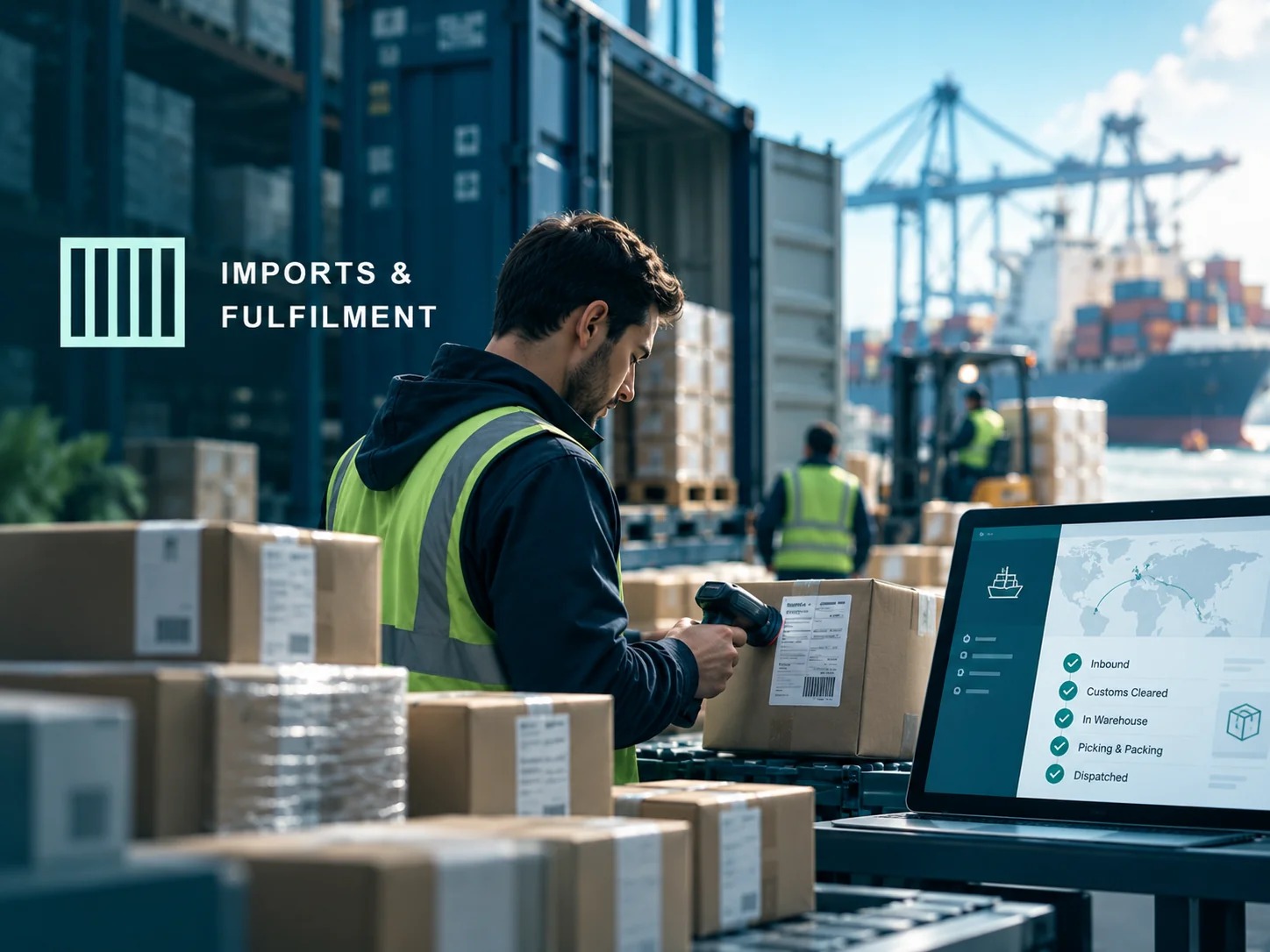 Illustrative scene of logistics and warehouse coordination