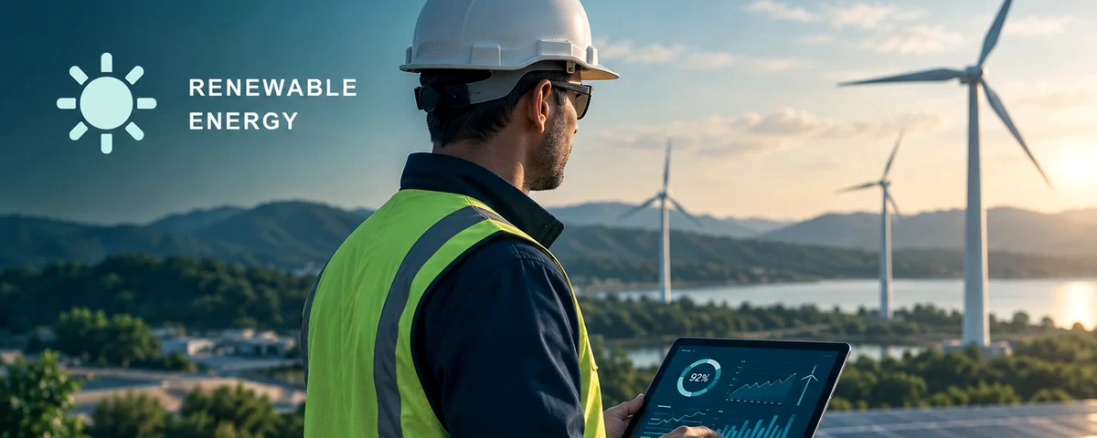 AI-generated illustrative image of renewable energy operations