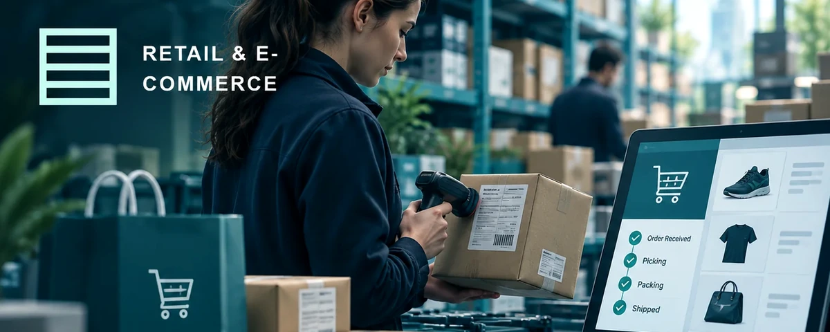 AI-generated illustrative image of e-commerce fulfilment operations